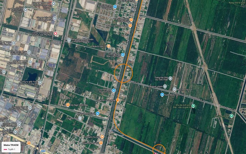 Tuyến metro số 1 TP.HCM đoạn Thanh Niên – An Hạ, vòng tròn ga trung chuyển trước khi tuyến chuyển hướng qua vùng kênh