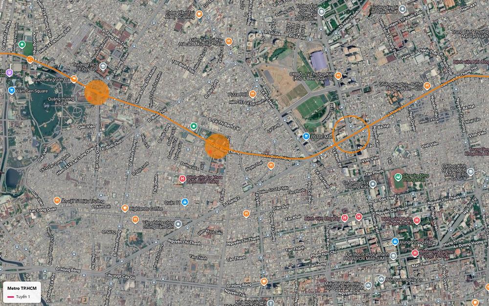 Tuyến metro số 1 TP.HCM đoạn Lãnh Binh Thăng quận 11 gần Bệnh viện Chợ Rẫy, Đại học Bách khoa và sân vận động Thống Nhất
