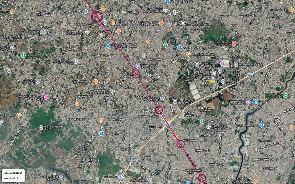 Tuyến metro số 2 TP.HCM qua nút giao An Sương với bến xe An Sương, Quốc lộ 1A và đầu đường Trường Chinh, quận 12