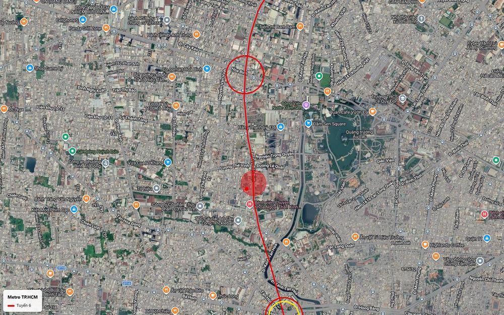 Tuyến metro số 6 chạy dọc đường Hòa Bình cạnh công viên văn hóa Đầm Sen và quảng trường Âu Lạc Quận 11