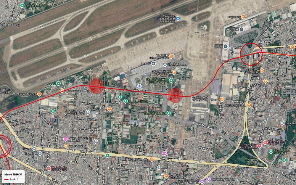 Tuyến metro số 6 chạy sát nhà ga T3 sân bay Tân Sơn Nhất và ga hàng hóa trên đường Phan Thúc Duyện